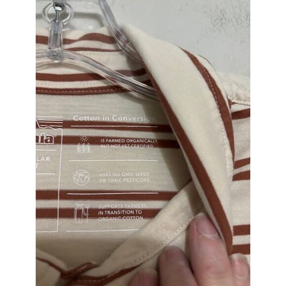 Patagonia Men's Polo Shirt Cotton in Conversion XL Short Sleeve Mirror Stripe - Picture 3 of 5
